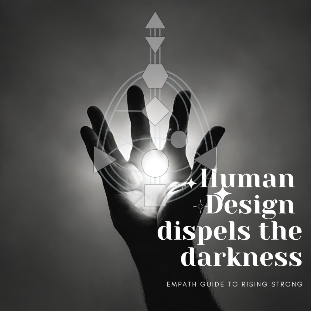 hand holding human design body graph with text human design dispels the darkness